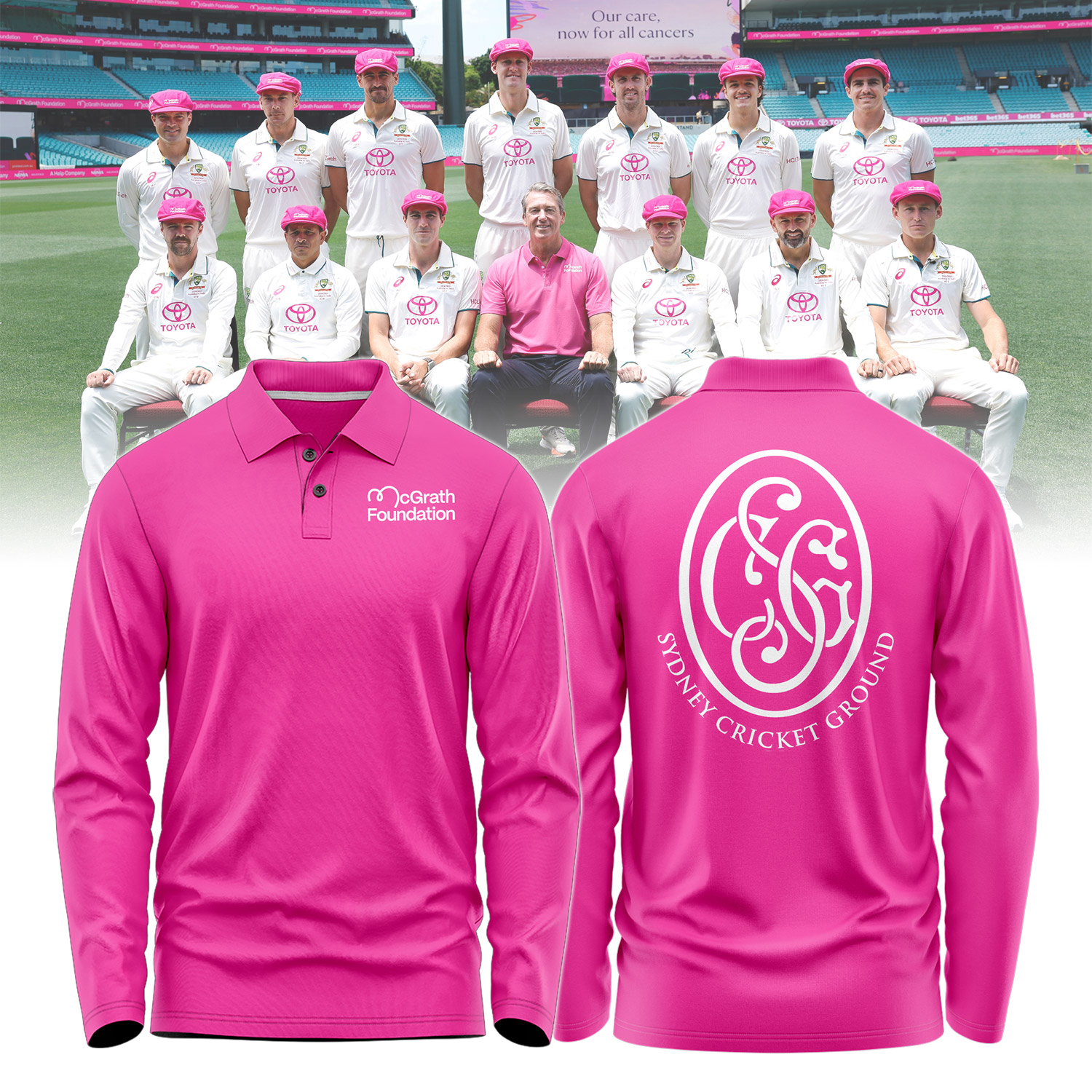 Australia National Cricket Pink Test Longsleeve Polo Pink Color - Famjoys Australia National Cricket Pink Test Longsleeve Polo Pink Color - Famjoys