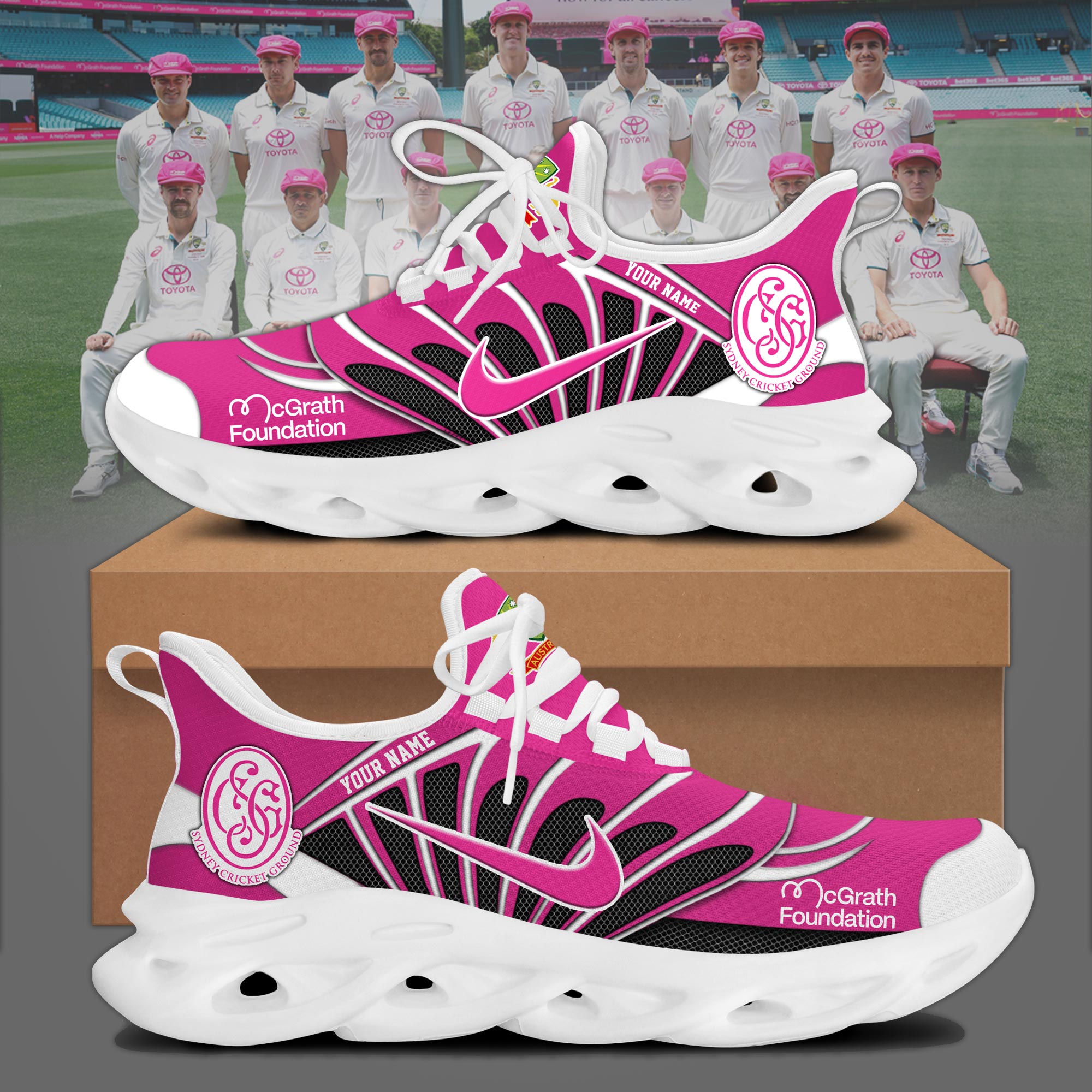 Australia National Cricket Pink Test Max Soul Shoes - Famjoys Australia National Cricket Pink Test Max Soul Shoes - Famjoys