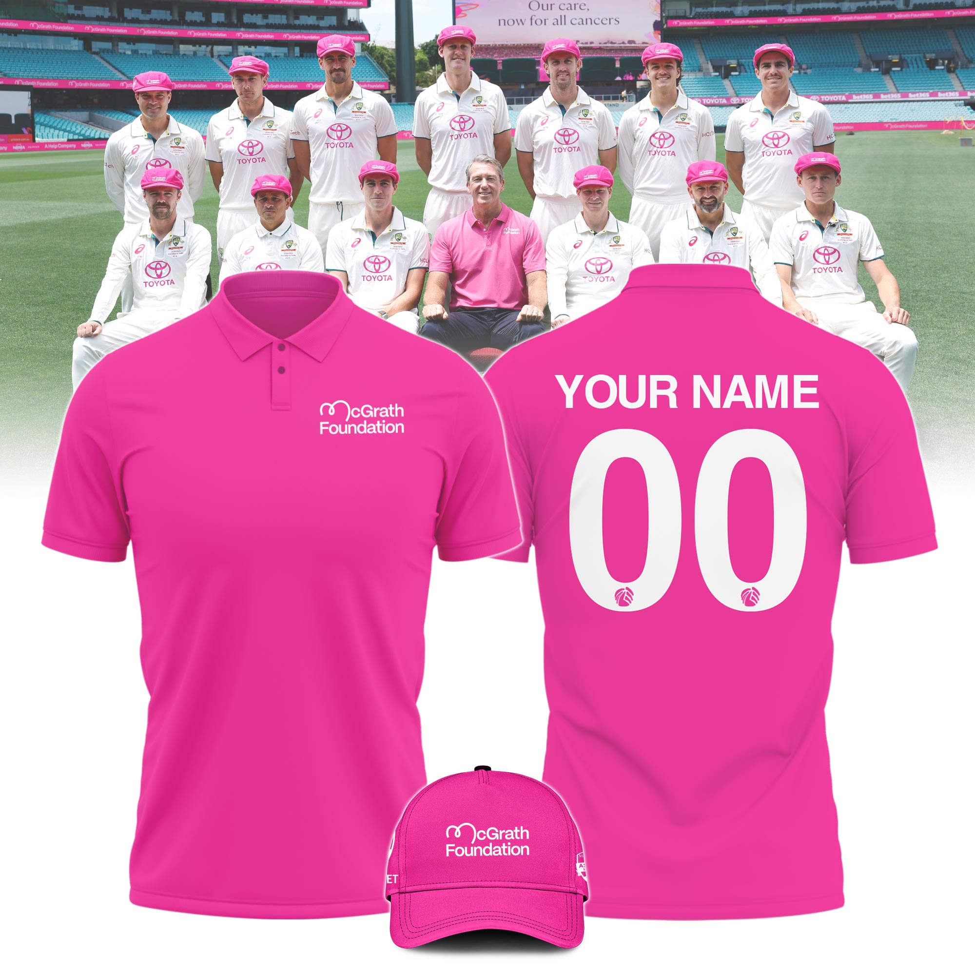 Australia National Cricket Pink Test Polo Pink Color Custom Name & Number - Famjoys Australia National Cricket Pink Test Polo Pink Color Custom Name & Number - Famjoys