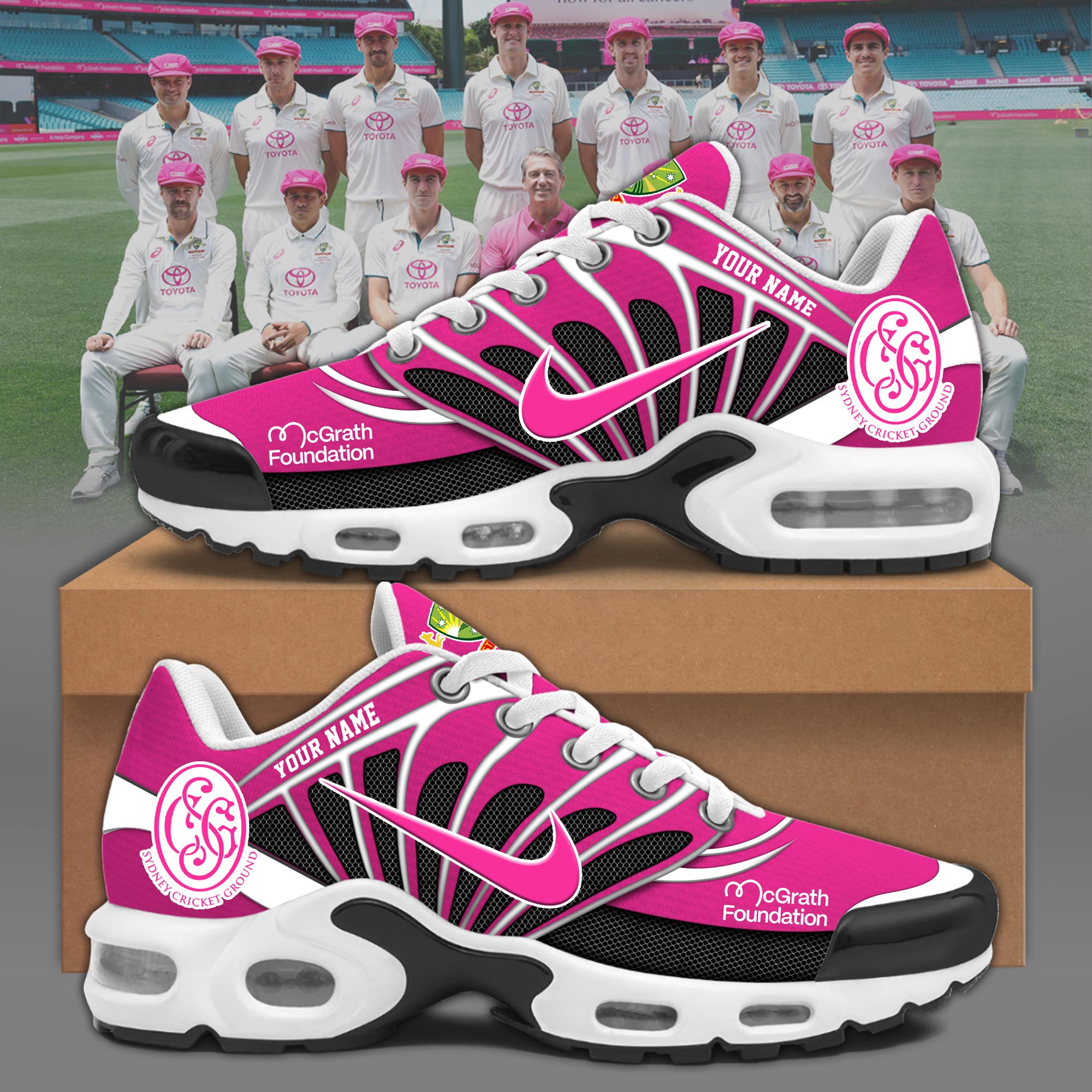 Australia National Cricket Pink Test Special Shoes v1 - Famjoys Australia National Cricket Pink Test Special Shoes v1 - Famjoys