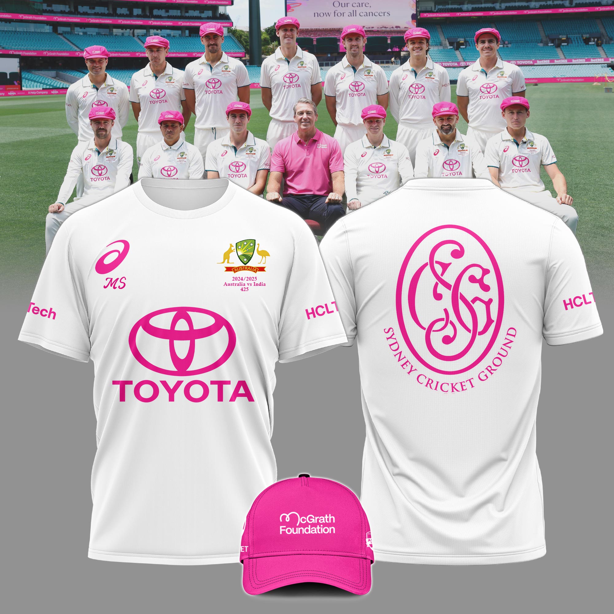 Australia National Cricket Pink Test Tshirt White - Famjoys Australia National Cricket Pink Test Tshirt White - Famjoys