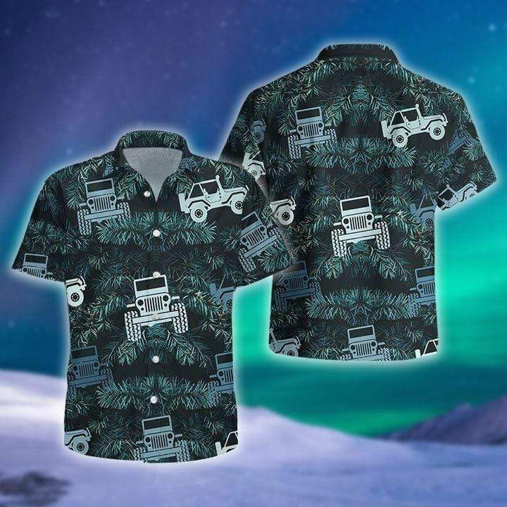 Awesome Jeep Green Leaf Aloha Hawaiian Shirts - Famjoys Awesome Jeep Green Leaf Aloha Hawaiian Shirts - Famjoys