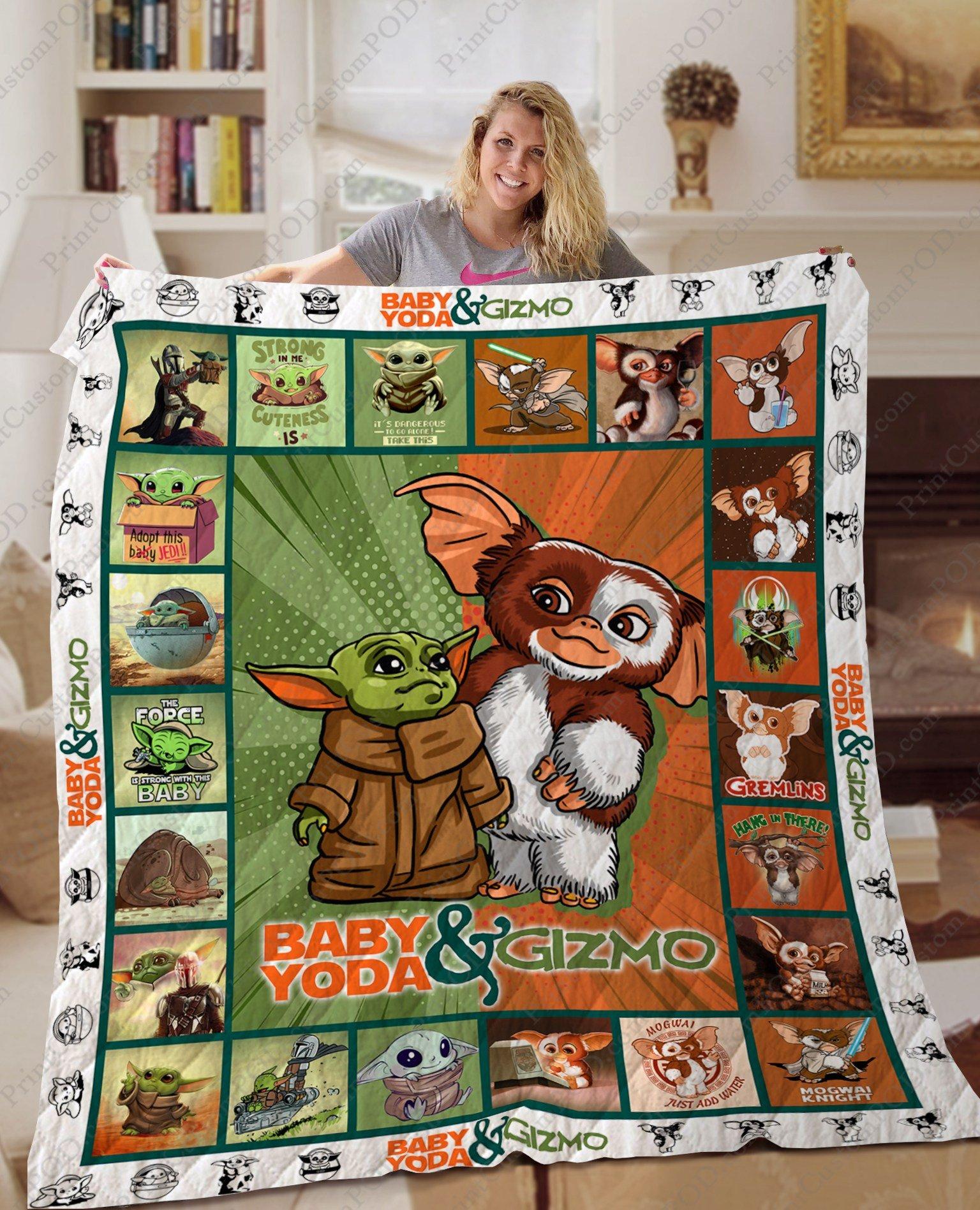 Baby Yoda And Gizmo Quilt Blanket All Season Plus Size Quilt Blanket - Famjoys Baby Yoda And Gizmo Quilt Blanket All Season Plus Size Quilt Blanket - Famjoys