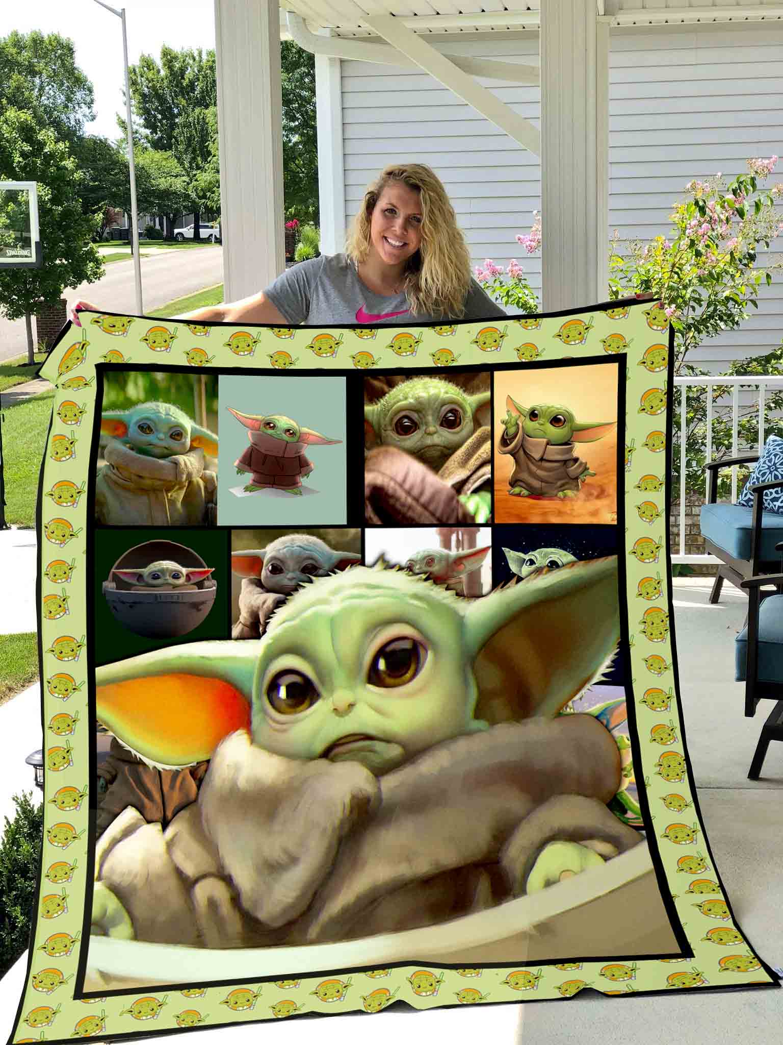 Baby Yoda Portrait All Season Plus Size Quilt Blanket - Famjoys Baby Yoda Portrait All Season Plus Size Quilt Blanket - Famjoys