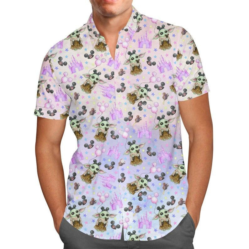 Baby Yoda Star Wars For men And Women Graphic Print Short Sleeve Hawaiian Casual Shirt - Famjoys Baby Yoda Star Wars For men And Women Graphic Print Short Sleeve Hawaiian Casual Shirt - Famjoys