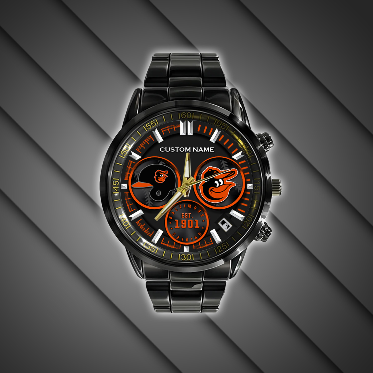 Baltimore Orioles – Black Stainless Steel Watch - Famjoys Baltimore Orioles – Black Stainless Steel Watch - Famjoys