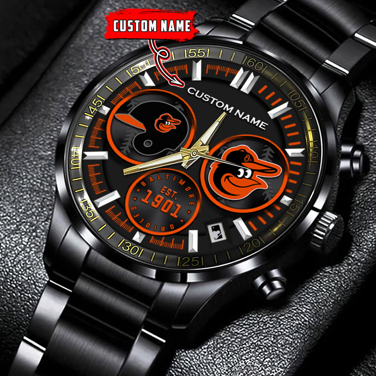 Baltimore Orioles – Black Stainless Steel Watch - Famjoys Baltimore Orioles – Black Stainless Steel Watch - Famjoys