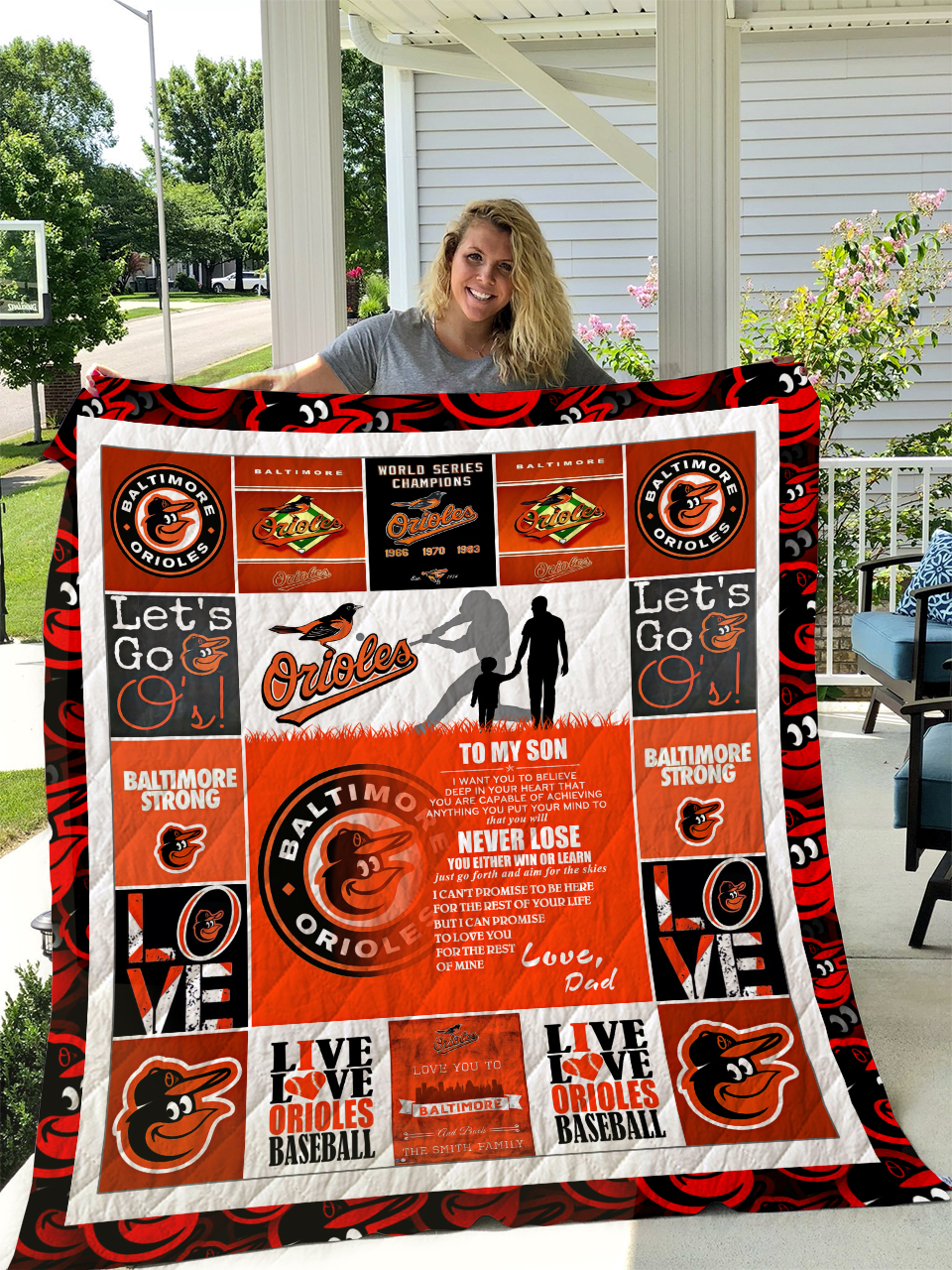Baltimore Orioles – To My Son – Love Dad Quilt Blanket - Famjoys Baltimore Orioles – To My Son – Love Dad Quilt Blanket - Famjoys
