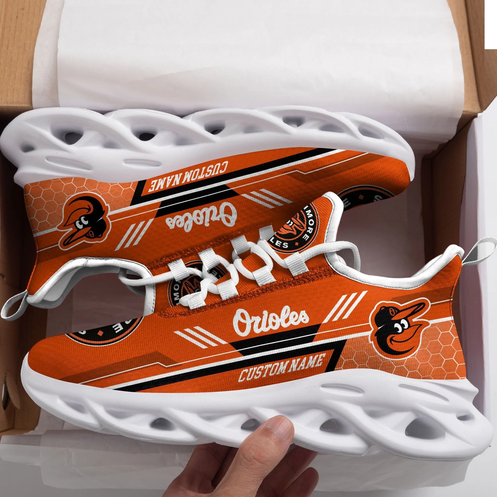 Baltimore Orioles Custom Personalized Max Soul Sneakers Shoes - Famjoys Baltimore Orioles Custom Personalized Max Soul Sneakers Shoes - Famjoys