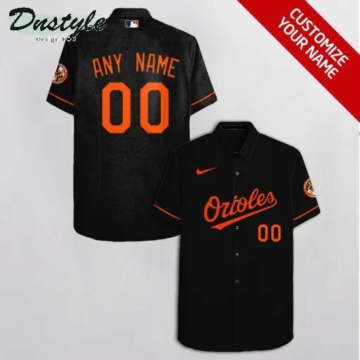 Baltimore Orioles Personalized Black Hawaiian Shirt - Famjoys Baltimore Orioles Personalized Black Hawaiian Shirt - Famjoys