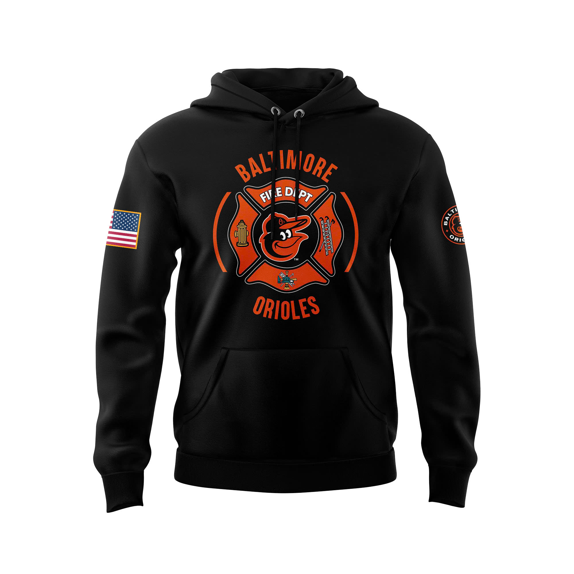 Baltimore Orioles x Firefighter Appreciation Night Premium Pullover Hoodie - Famjoys Baltimore Orioles x Firefighter Appreciation Night Premium Pullover Hoodie - Famjoys