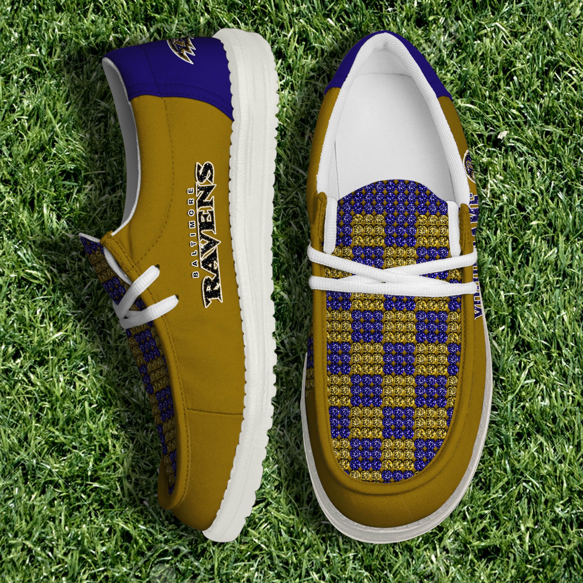 Baltimore Ravens 32 Teams HeyDude Canvas Loafer Shoes Personalized Your Name - Famjoys Baltimore Ravens 32 Teams HeyDude Canvas Loafer Shoes Personalized Your Name - Famjoys