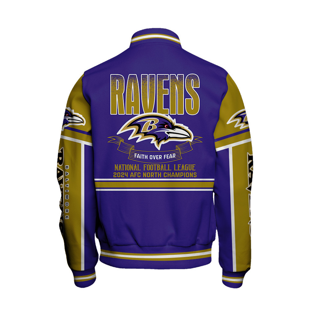 Baltimore Ravens AFC North Champions Unique Varsity Jacket - Famjoys Baltimore Ravens AFC North Champions Unique Varsity Jacket - Famjoys