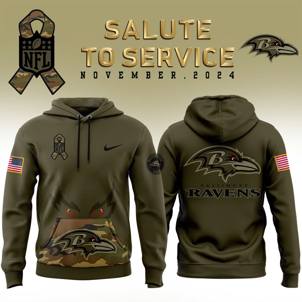 Baltimore Ravens Camo Salute to Service Club Fleece Pullover Hoodie - Famjoys Baltimore Ravens Camo Salute to Service Club Fleece Pullover Hoodie - Famjoys