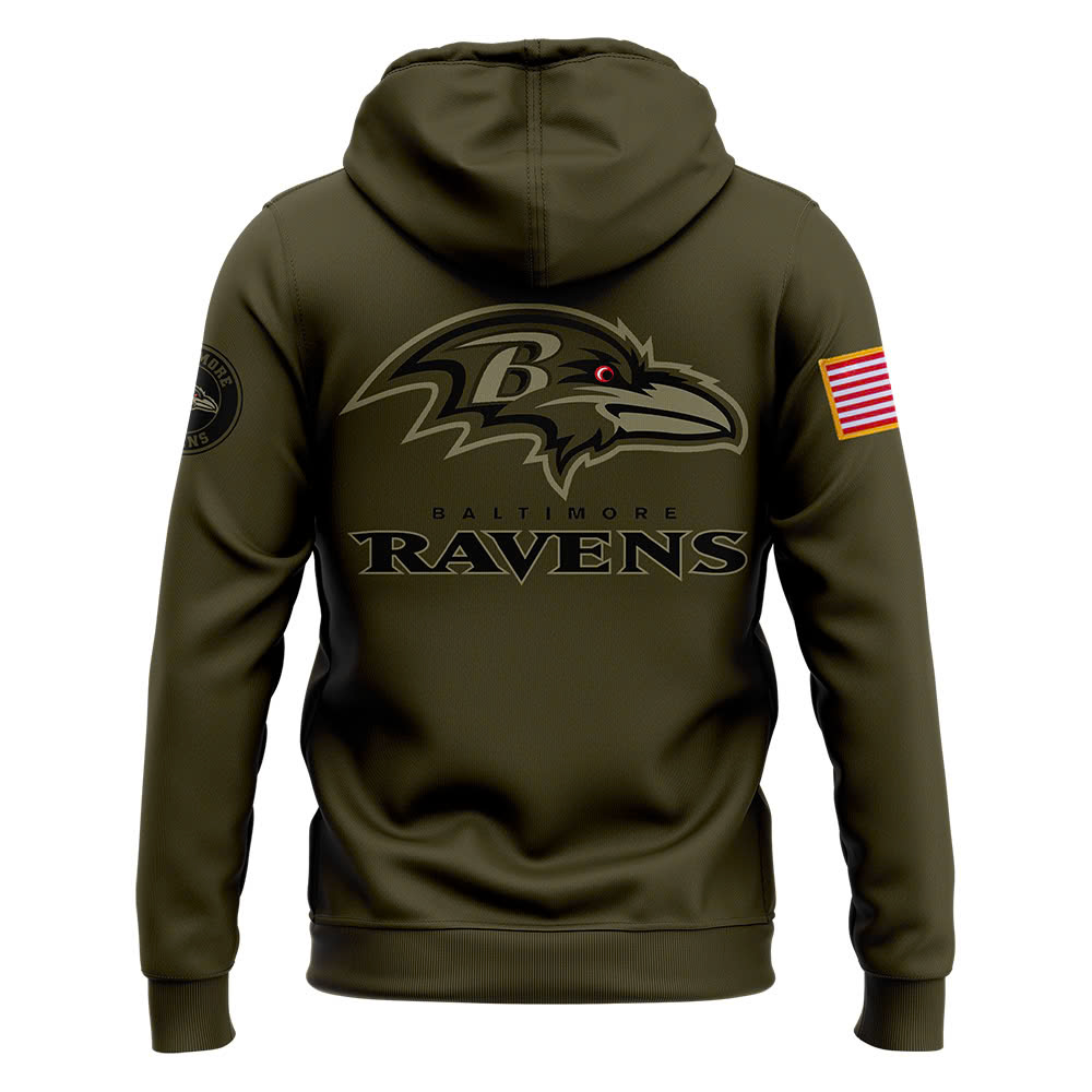 Baltimore Ravens Camo Salute to Service Club Fleece Pullover Hoodie - Famjoys Baltimore Ravens Camo Salute to Service Club Fleece Pullover Hoodie - Famjoys
