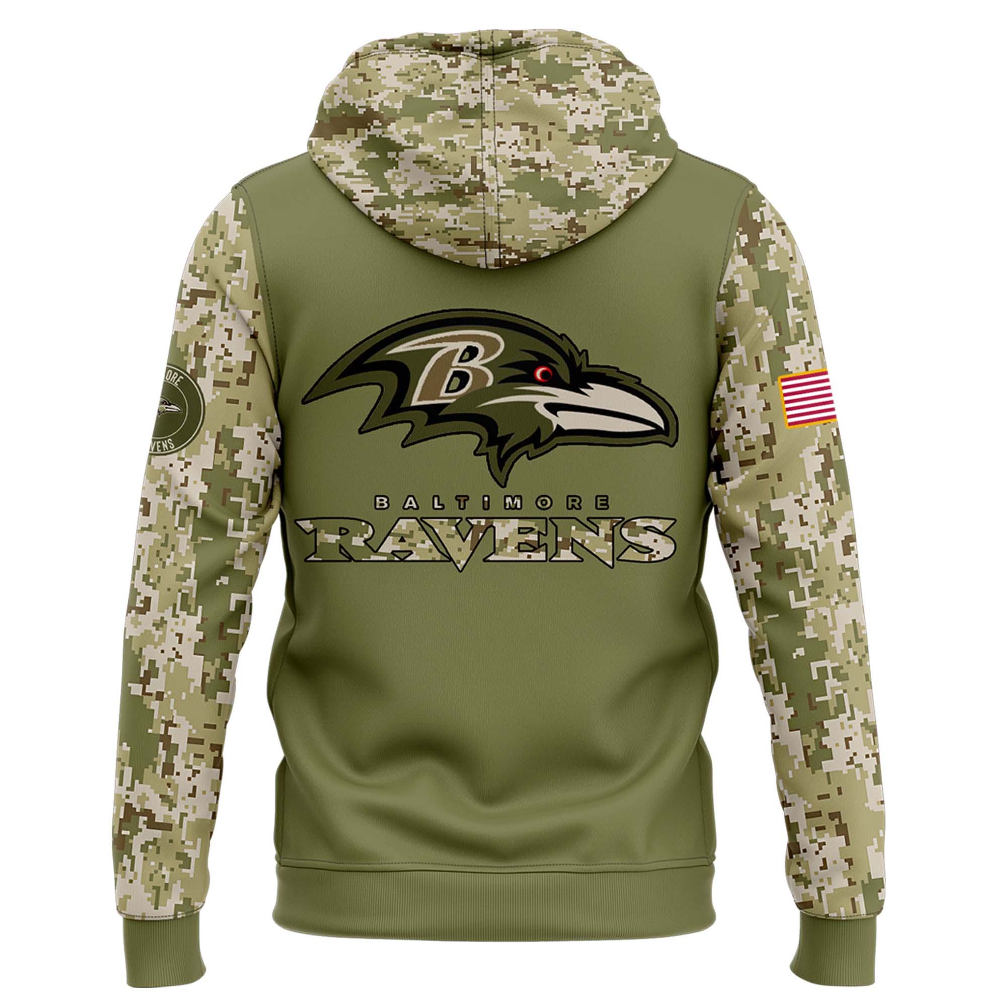Baltimore Ravens Camo Salute to Service Club Fleece Pullover Hoodie v2 - Famjoys Baltimore Ravens Camo Salute to Service Club Fleece Pullover Hoodie v2 - Famjoys