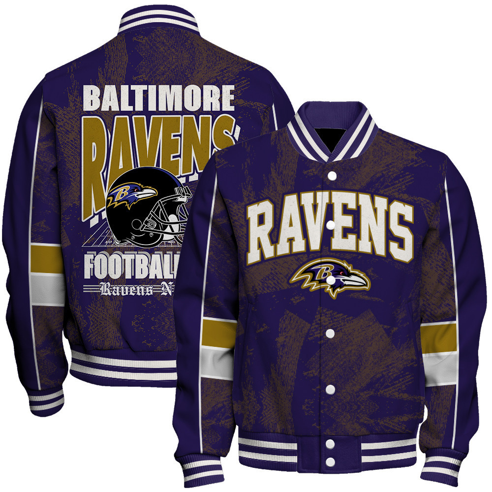 Baltimore Ravens - Cheering Symbols Unisex Varsity Jacket - Famjoys Baltimore Ravens - Cheering Symbols Unisex Varsity Jacket - Famjoys