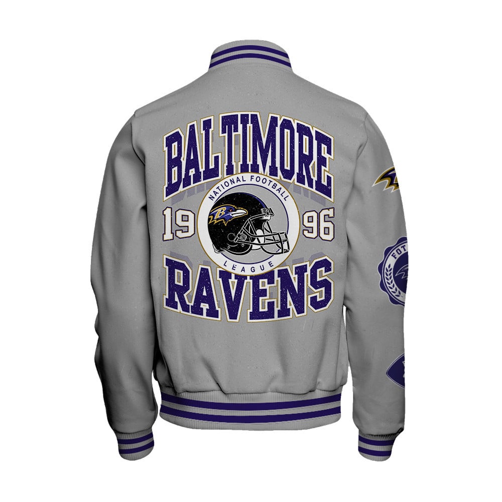 Baltimore Ravens - Feel The Power Unisex Varsity Jacket - Famjoys Baltimore Ravens - Feel The Power Unisex Varsity Jacket - Famjoys