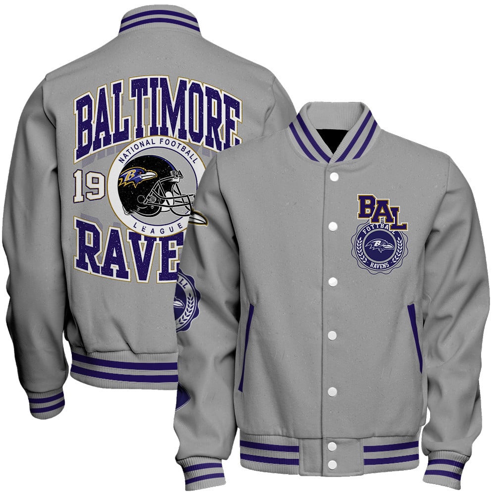 Baltimore Ravens - Feel The Power Unisex Varsity Jacket - Famjoys Baltimore Ravens - Feel The Power Unisex Varsity Jacket - Famjoys