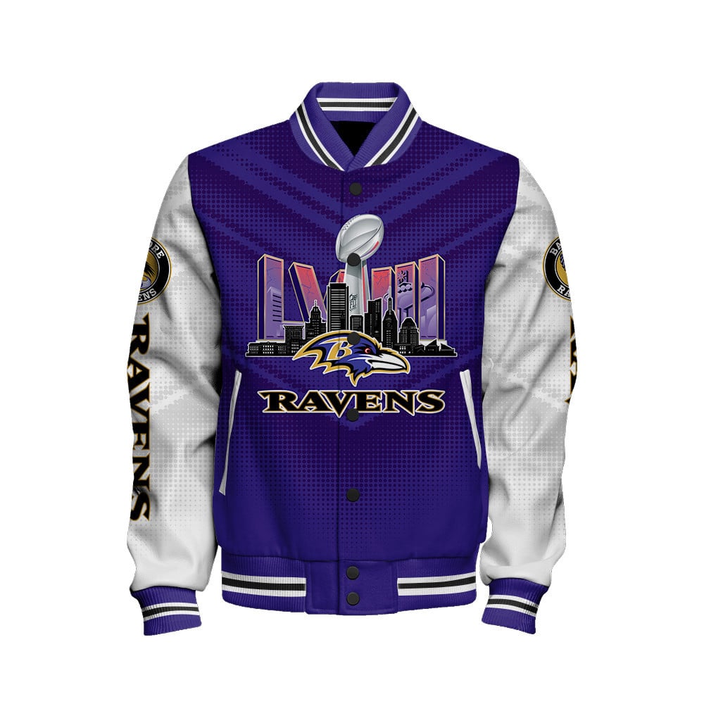 Baltimore Ravens LVIII This Is Ravens Varsity Jacket - Famjoys Baltimore Ravens LVIII This Is Ravens Varsity Jacket - Famjoys