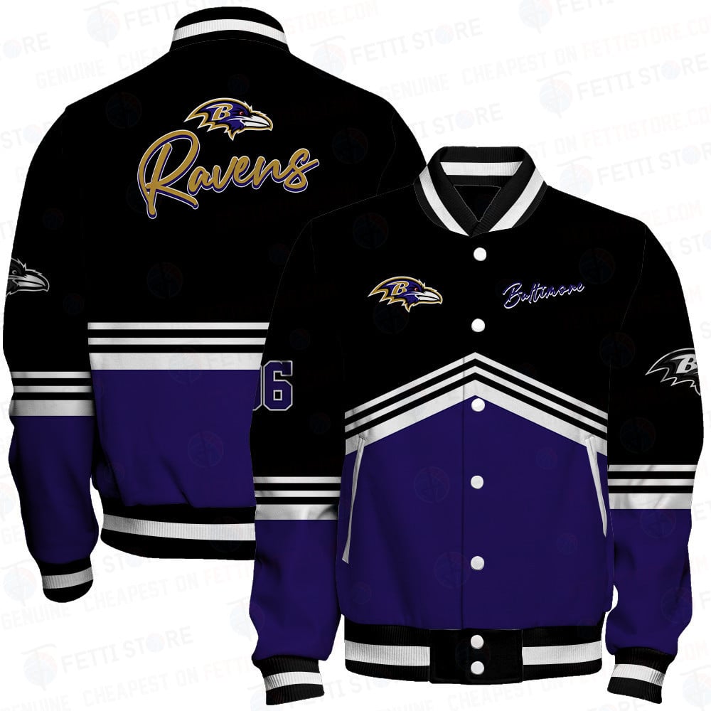 Baltimore Ravens - National Football League AOP Varsity Jacket V4 - Famjoys Baltimore Ravens - National Football League AOP Varsity Jacket V4 - Famjoys