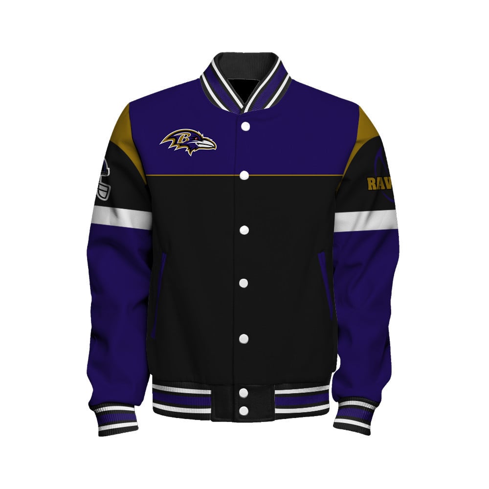 Baltimore Ravens National Football League - Feel The Power Unisex Varsity Jacket - Famjoys Baltimore Ravens National Football League - Feel The Power Unisex Varsity Jacket - Famjoys