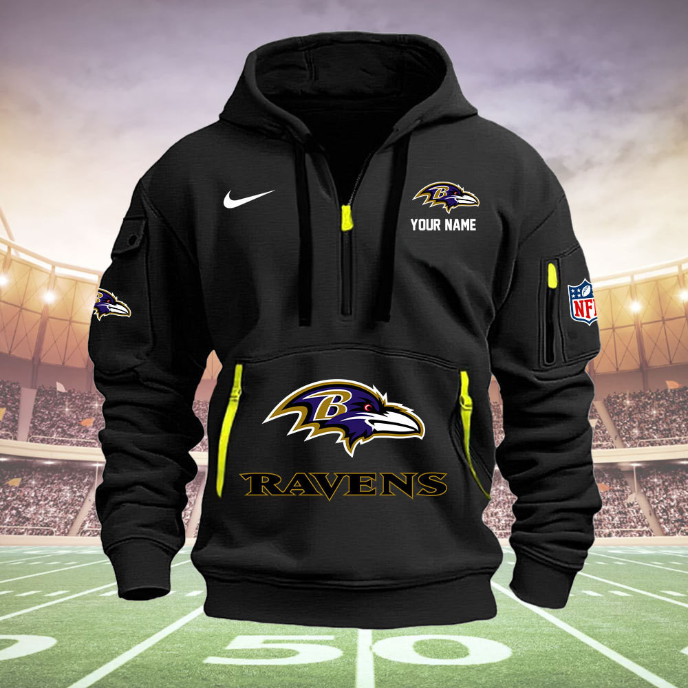Baltimore Ravens New Personalized Quarter Zip Hoodie AZBTQZH000022 - Famjoys Baltimore Ravens New Personalized Quarter Zip Hoodie AZBTQZH000022 - Famjoys