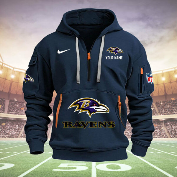 Baltimore Ravens New Personalized Quarter Zip Hoodie AZBTQZH000022 - Famjoys Baltimore Ravens New Personalized Quarter Zip Hoodie AZBTQZH000022 - Famjoys