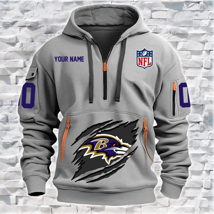 Baltimore Ravens New Personalized Quarter Zip Hoodie AZBTQZH000073 - Famjoys Baltimore Ravens New Personalized Quarter Zip Hoodie AZBTQZH000073 - Famjoys