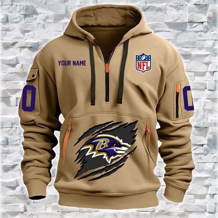 Baltimore Ravens New Personalized Quarter Zip Hoodie AZBTQZH000073 - Famjoys Baltimore Ravens New Personalized Quarter Zip Hoodie AZBTQZH000073 - Famjoys