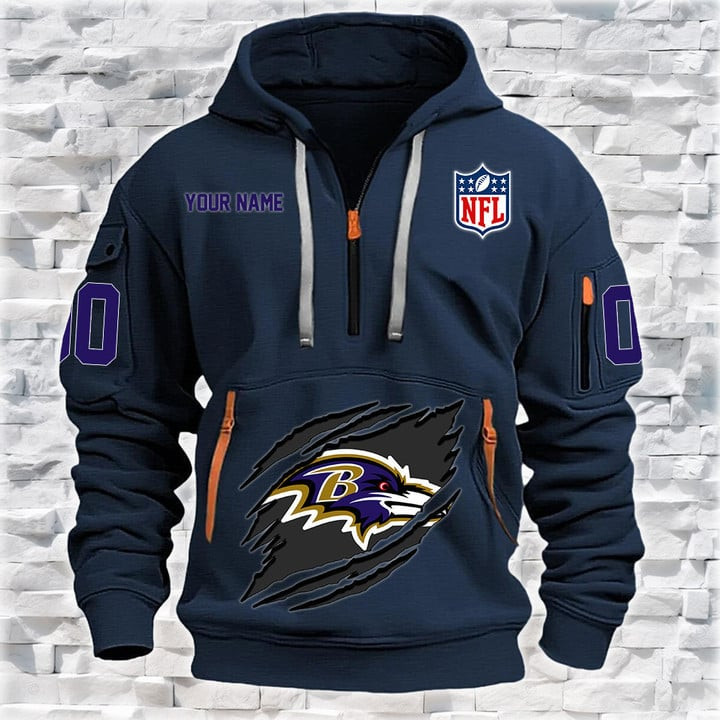 Baltimore Ravens New Personalized Quarter Zip Hoodie AZBTQZH000073 - Famjoys Baltimore Ravens New Personalized Quarter Zip Hoodie AZBTQZH000073 - Famjoys