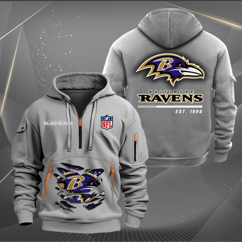 Baltimore Ravens New Personalized Quarter Zip Hoodie AZBTQZH000097 - Famjoys Baltimore Ravens New Personalized Quarter Zip Hoodie AZBTQZH000097 - Famjoys