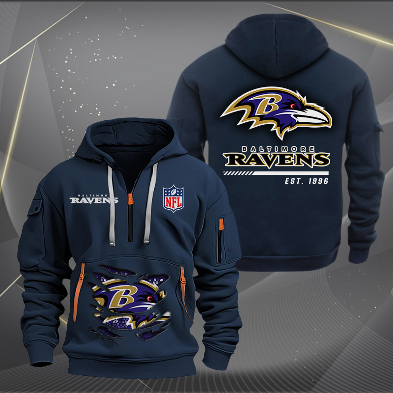 Baltimore Ravens New Personalized Quarter Zip Hoodie AZBTQZH000097 - Famjoys Baltimore Ravens New Personalized Quarter Zip Hoodie AZBTQZH000097 - Famjoys