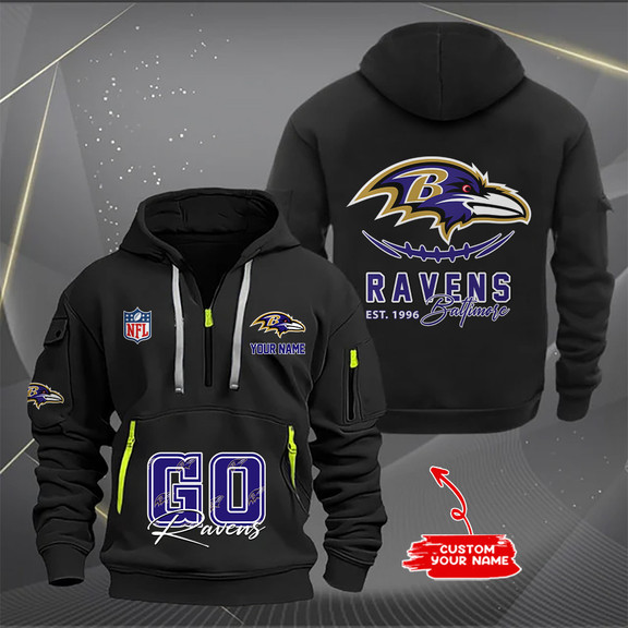 Baltimore Ravens New Personalized Quarter Zip Hoodie AZBTQZH000163 - Famjoys Baltimore Ravens New Personalized Quarter Zip Hoodie AZBTQZH000163 - Famjoys
