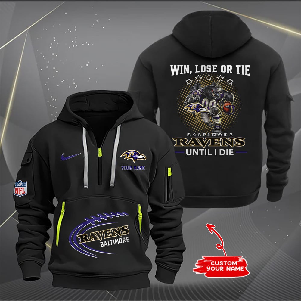 Baltimore Ravens New Personalized Quarter Zip Hoodie AZBTQZH000177 - Famjoys Baltimore Ravens New Personalized Quarter Zip Hoodie AZBTQZH000177 - Famjoys