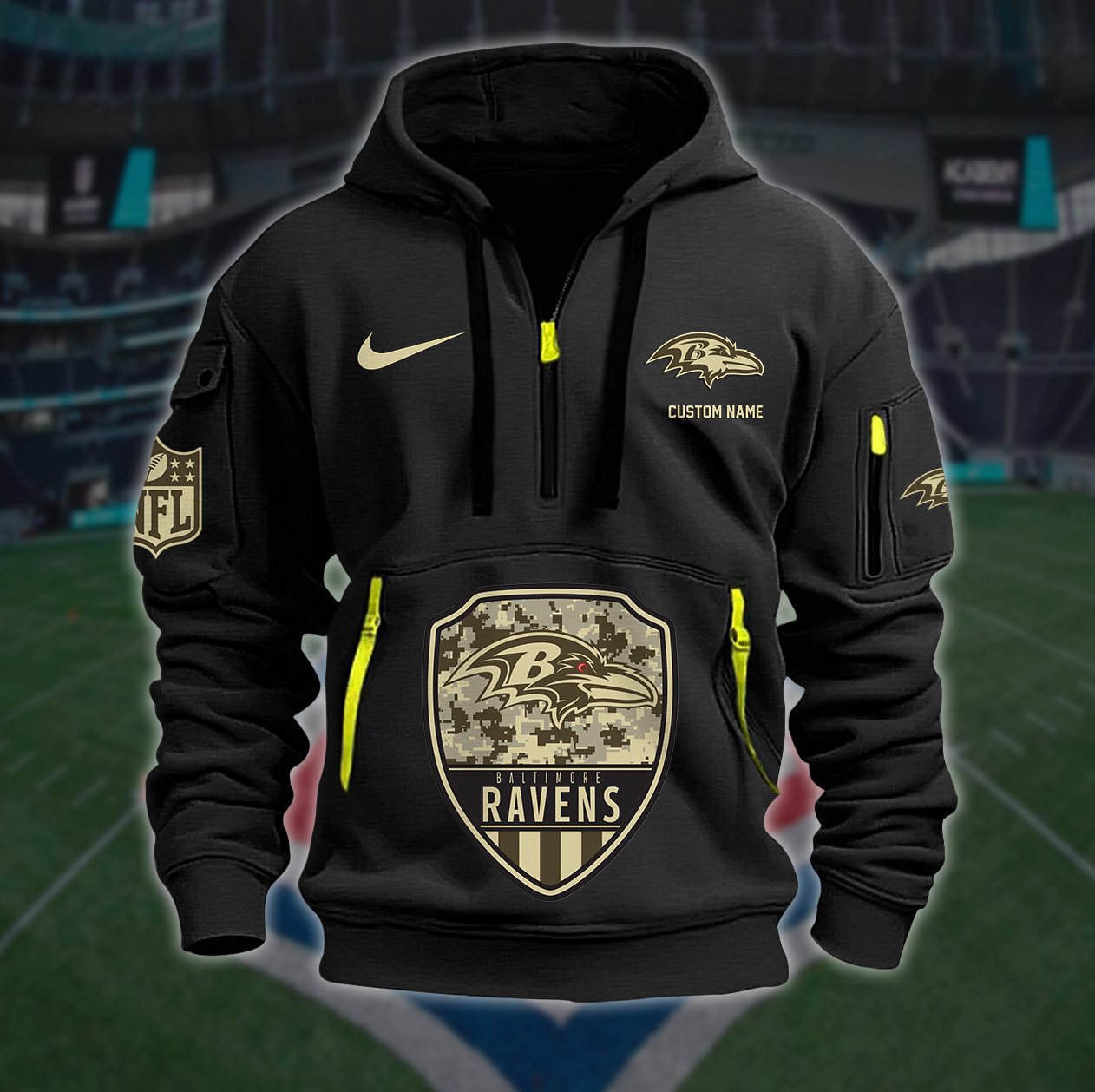 Baltimore Ravens New Personalized Quarter Zip Hoodie AZBTQZH000190 - Famjoys Baltimore Ravens New Personalized Quarter Zip Hoodie AZBTQZH000190 - Famjoys
