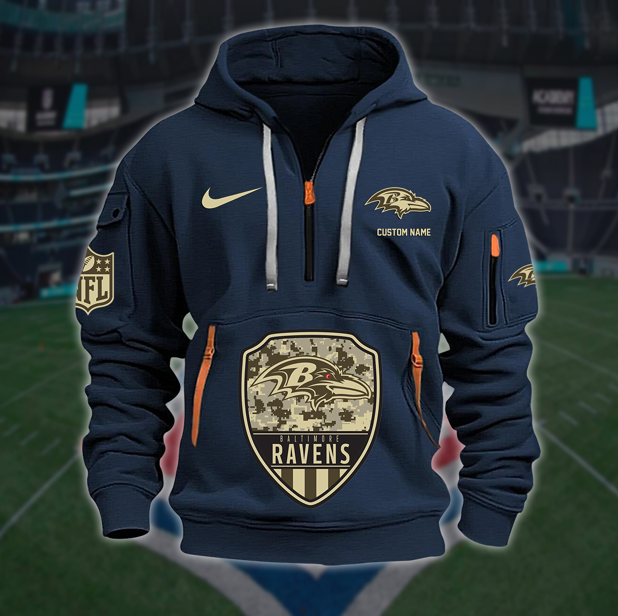 Baltimore Ravens New Personalized Quarter Zip Hoodie AZBTQZH000190 - Famjoys Baltimore Ravens New Personalized Quarter Zip Hoodie AZBTQZH000190 - Famjoys