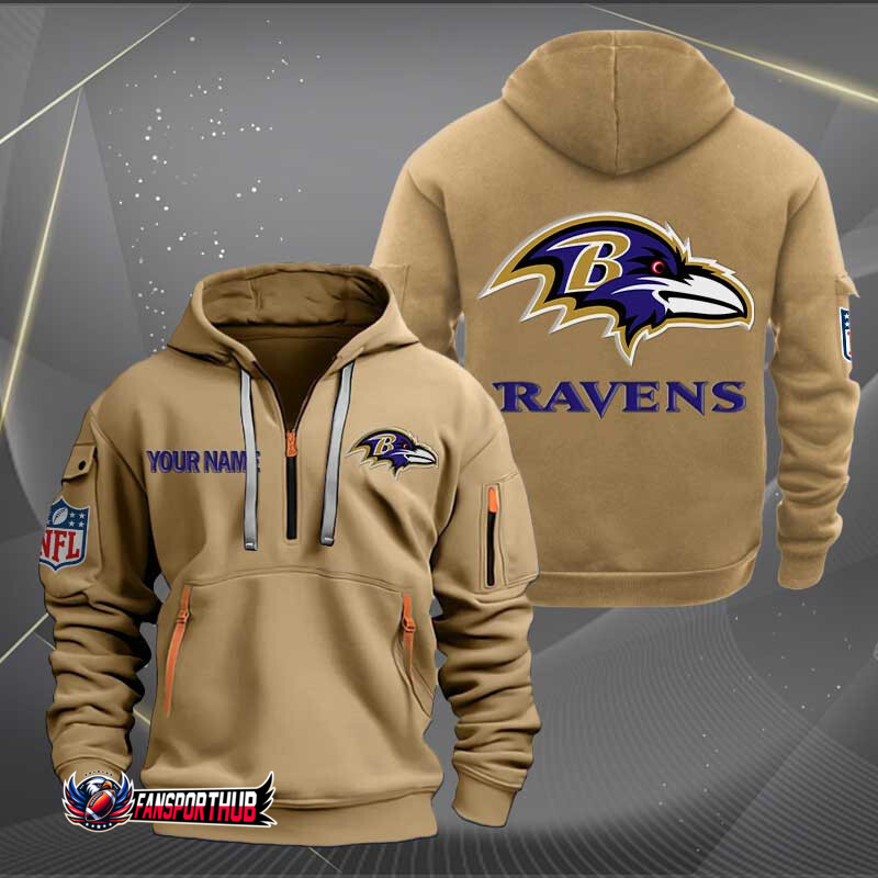Baltimore Ravens New Personalized Quarter Zip Hoodie AZBTQZH000207 - Famjoys Baltimore Ravens New Personalized Quarter Zip Hoodie AZBTQZH000207 - Famjoys
