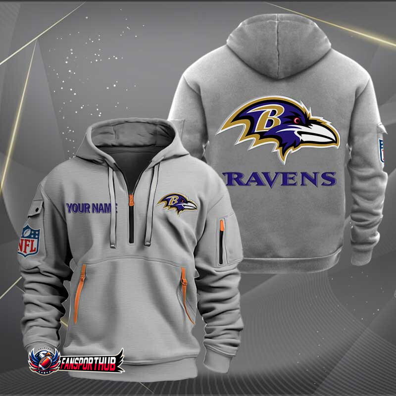 Baltimore Ravens New Personalized Quarter Zip Hoodie AZBTQZH000207 - Famjoys Baltimore Ravens New Personalized Quarter Zip Hoodie AZBTQZH000207 - Famjoys