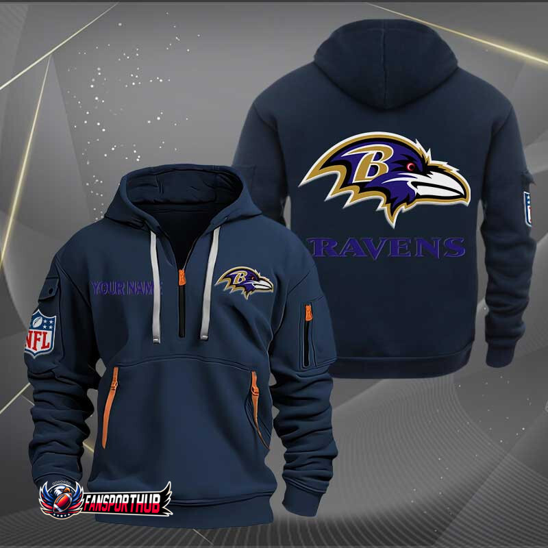 Baltimore Ravens New Personalized Quarter Zip Hoodie AZBTQZH000207 - Famjoys Baltimore Ravens New Personalized Quarter Zip Hoodie AZBTQZH000207 - Famjoys