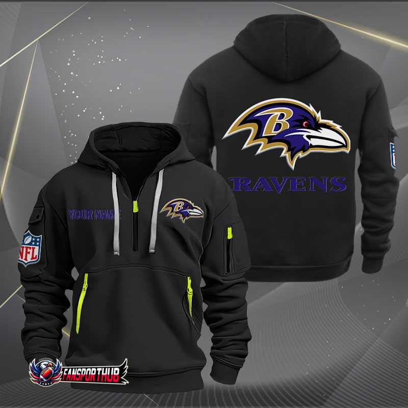 Baltimore Ravens New Personalized Quarter Zip Hoodie AZBTQZH000207 - Famjoys Baltimore Ravens New Personalized Quarter Zip Hoodie AZBTQZH000207 - Famjoys