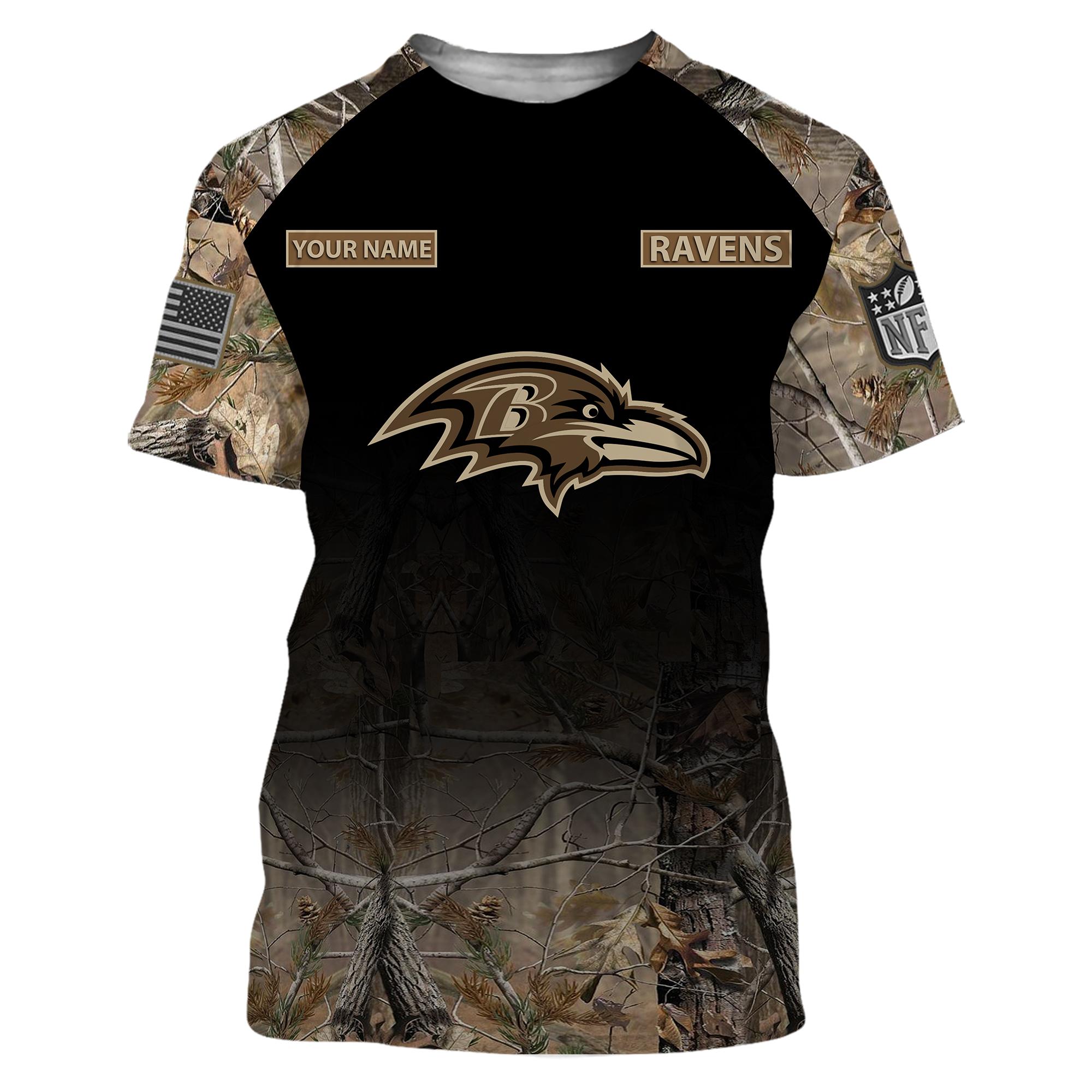 Baltimore Ravens Personalized Hunting Camo Hoodie,T-Shirt, Sweatshirt, Zipper - Famjoys Baltimore Ravens Personalized Hunting Camo Hoodie,T-Shirt, Sweatshirt, Zipper - Famjoys