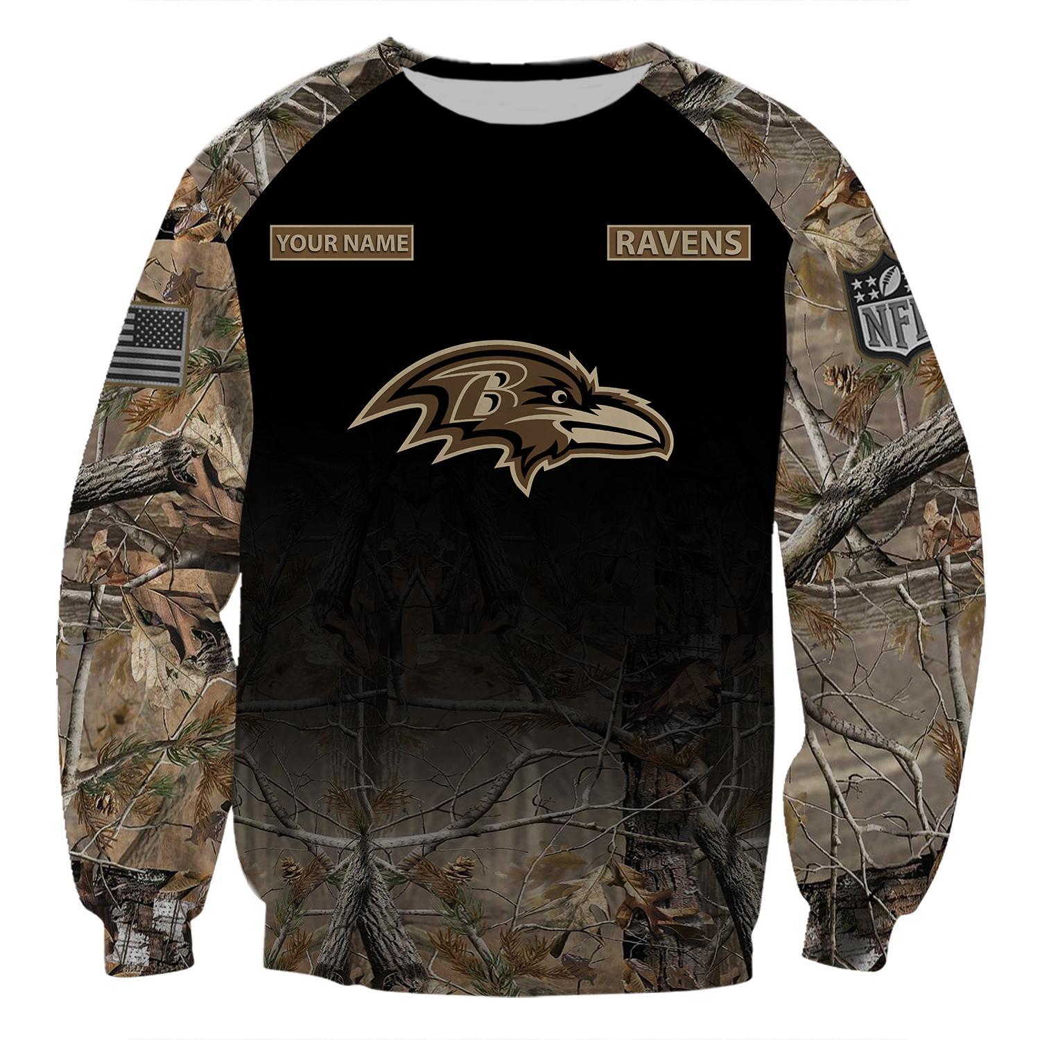 Baltimore Ravens Personalized Hunting Camo Hoodie,T-Shirt, Sweatshirt, Zipper - Famjoys Baltimore Ravens Personalized Hunting Camo Hoodie,T-Shirt, Sweatshirt, Zipper - Famjoys