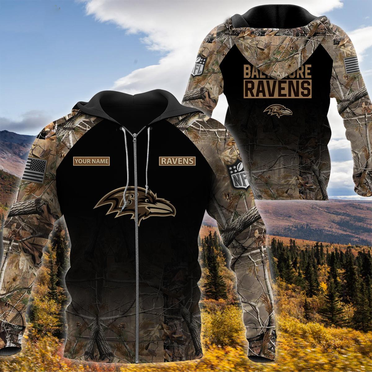 Baltimore Ravens Personalized Hunting Camo Hoodie,T-Shirt, Sweatshirt, Zipper - Famjoys Baltimore Ravens Personalized Hunting Camo Hoodie,T-Shirt, Sweatshirt, Zipper - Famjoys