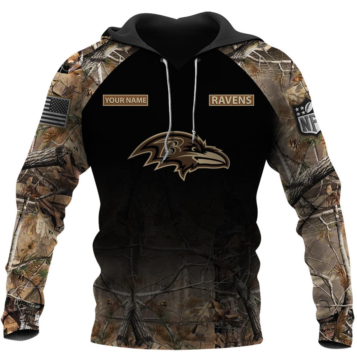 Baltimore Ravens Personalized Hunting Camo Hoodie,T-Shirt, Sweatshirt, Zipper - Famjoys Baltimore Ravens Personalized Hunting Camo Hoodie,T-Shirt, Sweatshirt, Zipper - Famjoys