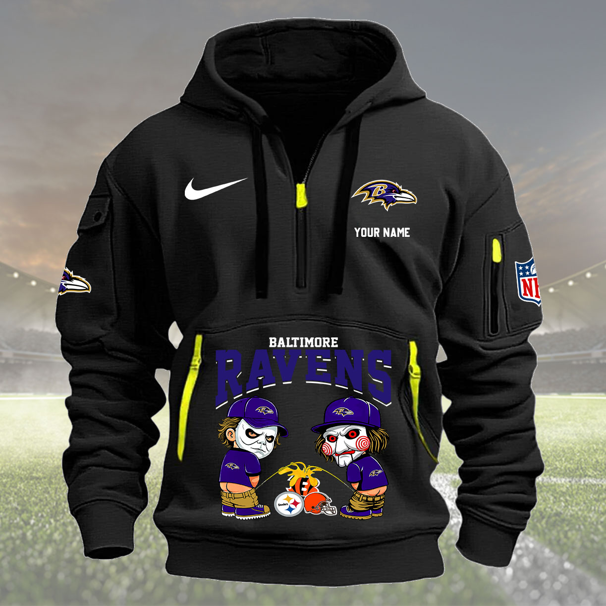 Baltimore Ravens Personalized Quarter Zip Hoodie New Collection AZBTQZH000281 - Famjoys Baltimore Ravens Personalized Quarter Zip Hoodie New Collection AZBTQZH000281 - Famjoys