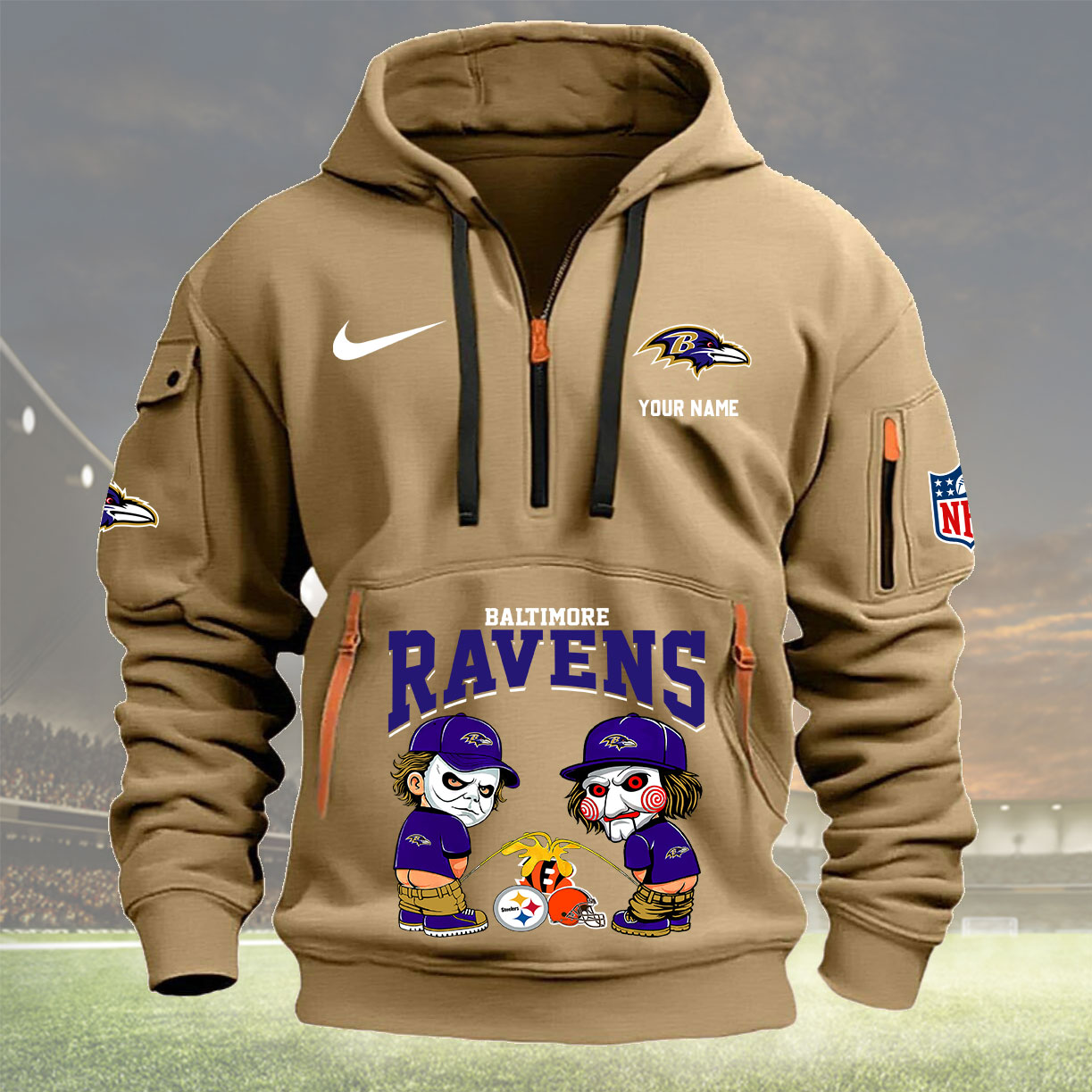 Baltimore Ravens Personalized Quarter Zip Hoodie New Collection AZBTQZH000281 - Famjoys Baltimore Ravens Personalized Quarter Zip Hoodie New Collection AZBTQZH000281 - Famjoys
