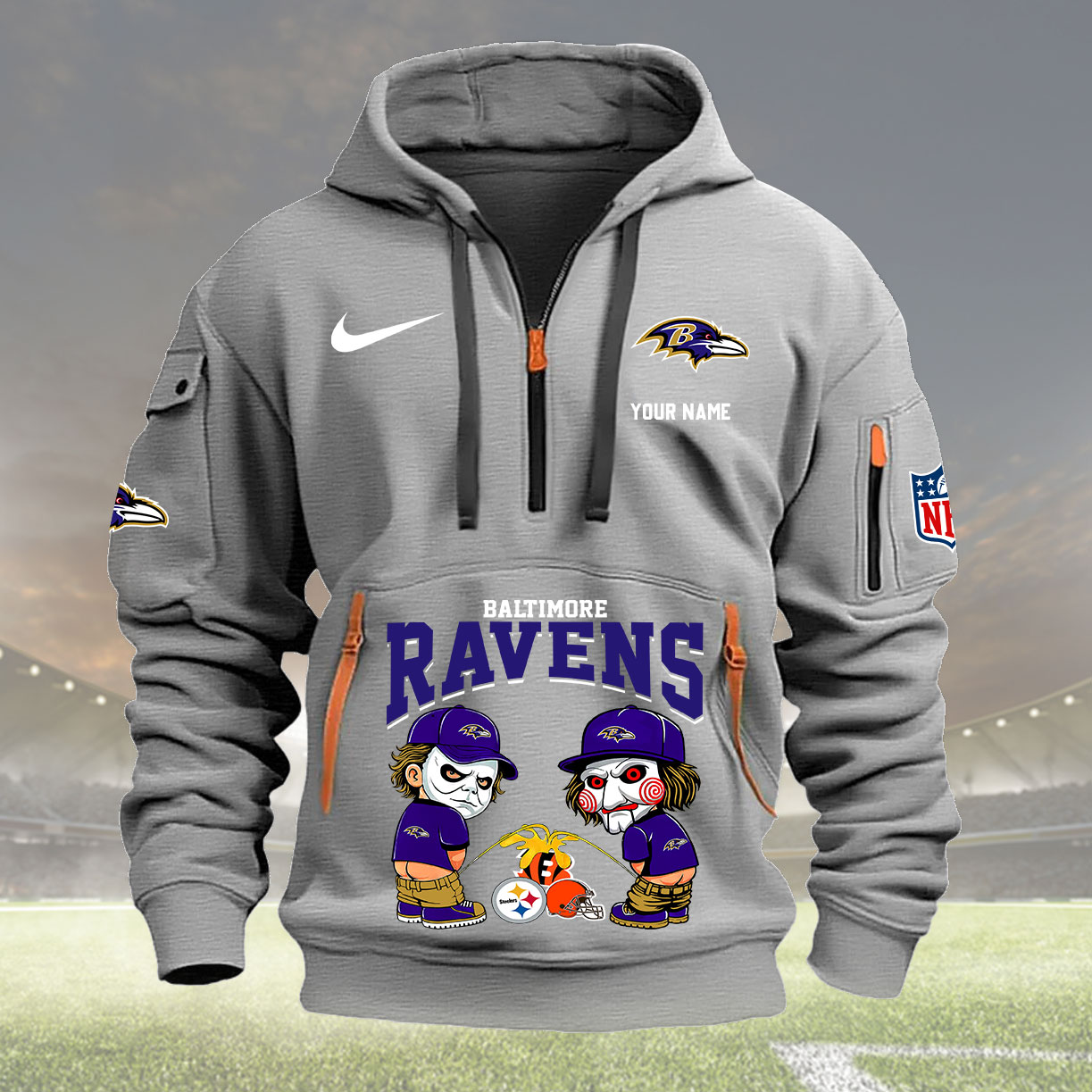 Baltimore Ravens Personalized Quarter Zip Hoodie New Collection AZBTQZH000281 - Famjoys Baltimore Ravens Personalized Quarter Zip Hoodie New Collection AZBTQZH000281 - Famjoys