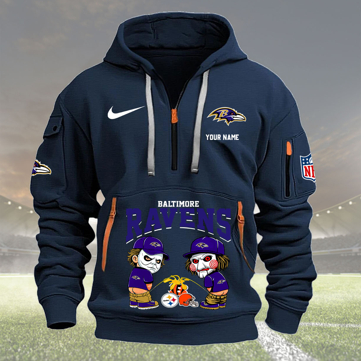 Baltimore Ravens Personalized Quarter Zip Hoodie New Collection AZBTQZH000281 - Famjoys Baltimore Ravens Personalized Quarter Zip Hoodie New Collection AZBTQZH000281 - Famjoys