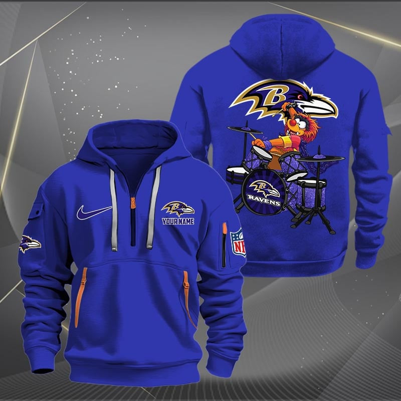 Baltimore Ravens Premium Personalized Quarter Zip Hoodie AZBTCQZH000003 - Famjoys Baltimore Ravens Premium Personalized Quarter Zip Hoodie AZBTCQZH000003 - Famjoys